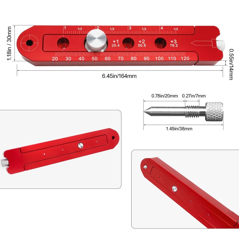 SlogPith Woodworking Compass Scriber, Portable Aluminum Alloy Woodworking Compass Tool, Adjustable Metric/Inch Arc Drawing Ruler Circle Drawing Ruler Marking Gauge Circle Marking Tool (mini) - Image 2